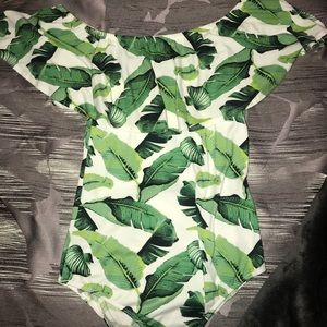 PALM LEAF OFF THE SHOULDER BODYSUIT